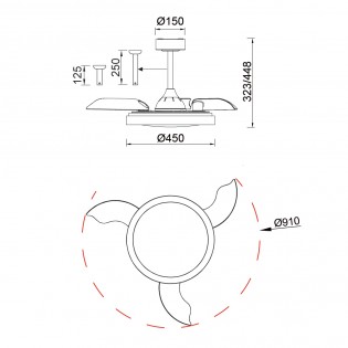 Ventilador LED aspas desplegables Siberia Mini RGB CCT Dim (40W)