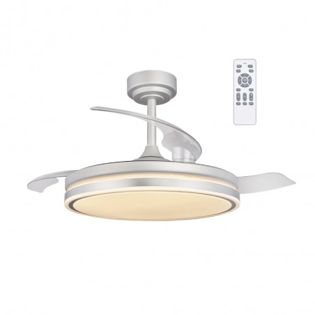 Ventilador LED aspas plegables Perla Gris CCT Dim (72W)