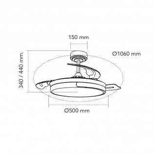 Ventilador LED aspas plegables Nemi CCT Dim (72W)