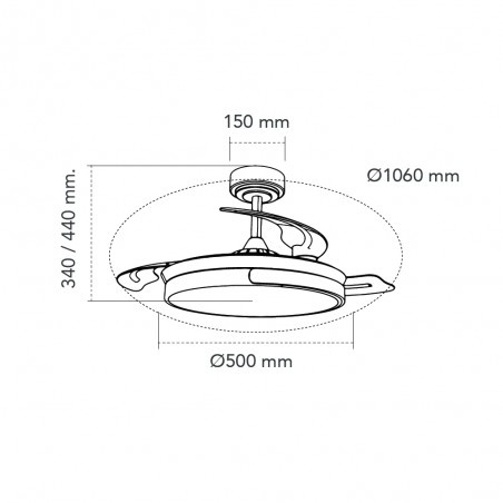 Ventilador LED aspas plegables Nemi CCT Dim (72W)