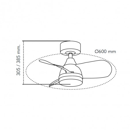Ventilador de techo LED Borse Mini Blanco+Ceniza CCT Dim (18W)