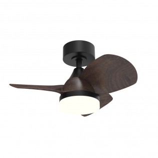 Ventilador de techo LED Borse Mini Negro+Roble CCT Dim (18W)