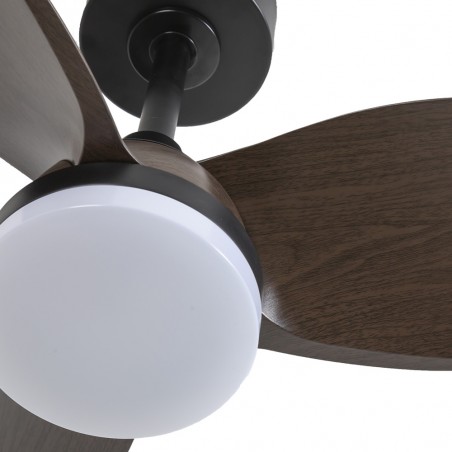 Ventilador de techo LED Borse Mini Negro+Roble CCT Dim (18W)