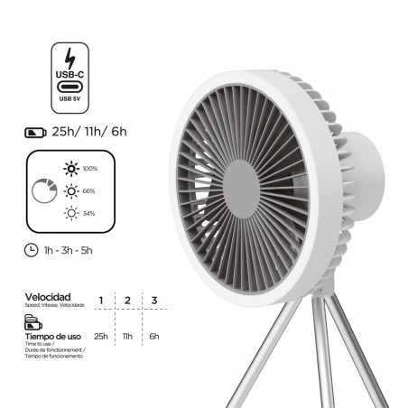 Ventilador de mesa portátil con batería LED Sentry (5.5W)