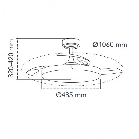 Ventilador LED aspas plegables Arpino Blanco CCT Dim (45W)