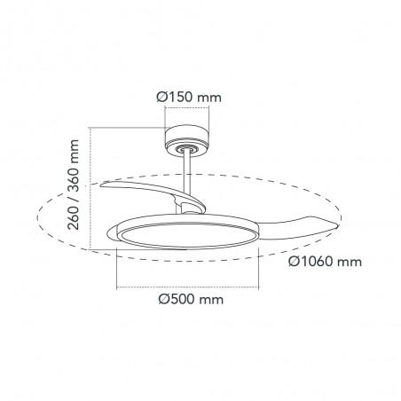 Ventilador LED aspas retráctiles Carpi CCT Dim (36W)