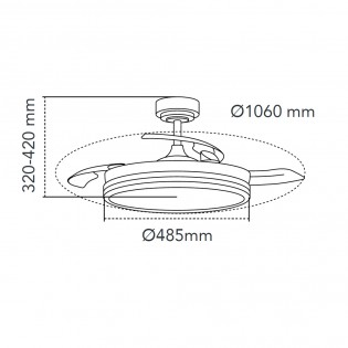 Ventilador LED aspas plegables Surpino Negro CCT Dim (45W)