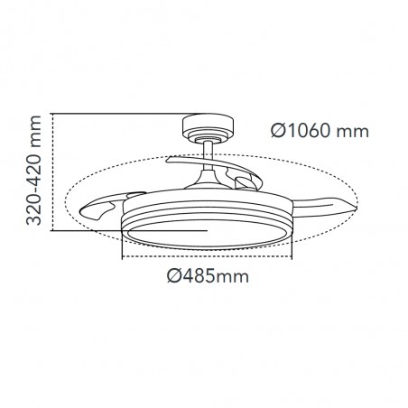 Ventilador LED aspas plegables Surpino Negro CCT Dim (45W)
