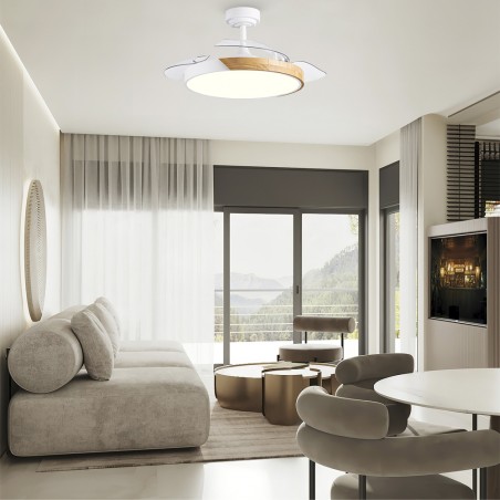 Ventilador LED aspas plegables Terno Blanco CCT Dim (72W)