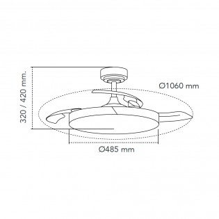 Ventilador LED aspas plegables Terno Blanco CCT Dim (72W)