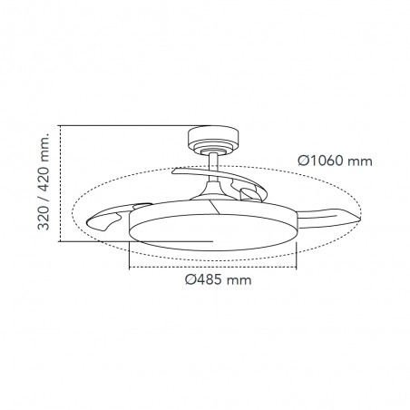 Ventilador LED aspas plegables Terno Blanco CCT Dim (72W)