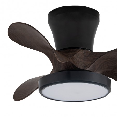 Ventilador de techo LED Merial Negro+Roble CCT Dim (20W)