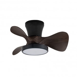 Ventilador de techo LED Merial Negro+Roble CCT Dim (20W)