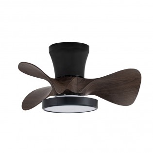 Ventilador de techo LED Merial Negro+Roble CCT Dim (20W)