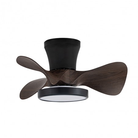 Ventilador de techo LED Merial Negro+Roble CCT Dim (20W)