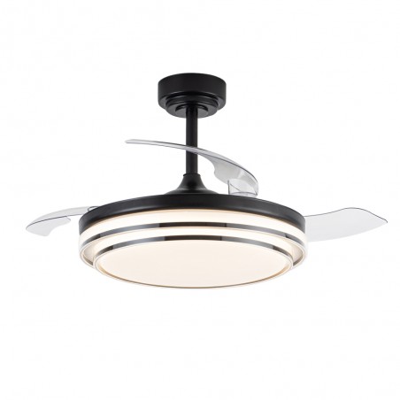 Ventilador LED aspas plegables Mesina Negro CCT Dim (72W)