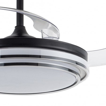 Ventilador LED aspas plegables Mesina Negro CCT Dim (72W)