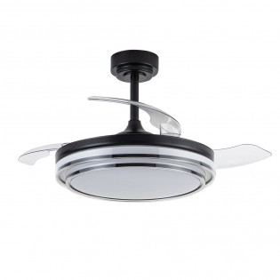 Ventilador LED aspas plegables Mesina Negro CCT Dim (72W)