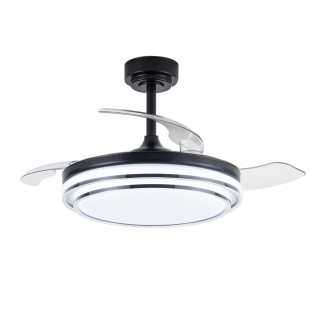 Ventilador LED aspas plegables Mesina Negro CCT Dim (72W)
