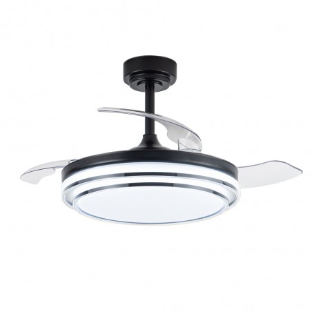 Ventilador LED aspas plegables Mesina Negro CCT Dim (72W)