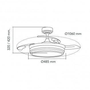 Ventilador LED aspas plegables Mesina Negro CCT Dim (72W)
