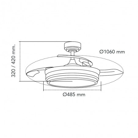 Ventilador LED aspas plegables Mesina Negro CCT Dim (72W)