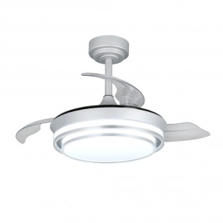 Ventilador LED aspas plegables Mesina Mini Plata CCT Dim (46W)