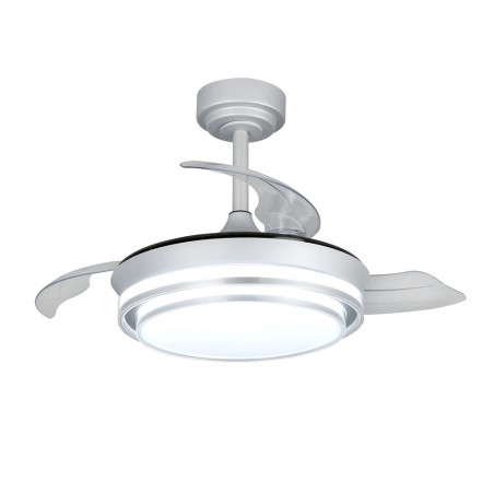 Ventilador LED aspas plegables Mesina Mini Plata CCT Dim (46W)