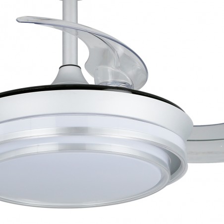Ventilador LED aspas plegables Mesina Mini Plata CCT Dim (46W)