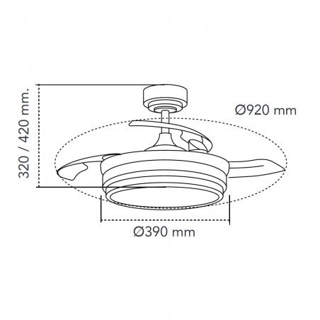 Ventilador LED aspas plegables Mesina Mini Plata CCT Dim (46W)