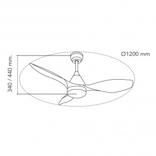 Ventilador de techo LED Cavil Negro+Madera CCT Dim (20W)