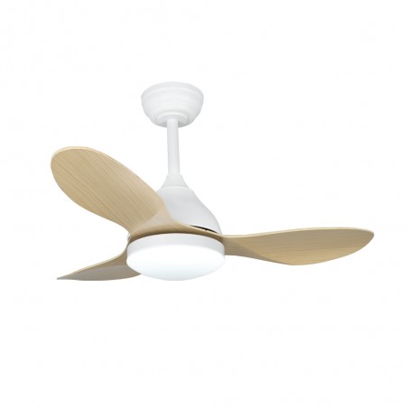 Ventilador de techo LED Cavil Mini Blanco+Madera CCT Dim (20W)