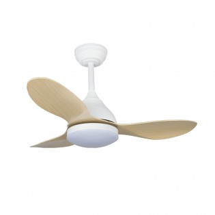 Ventilador de techo LED Cavil Mini Blanco+Madera CCT Dim (20W)