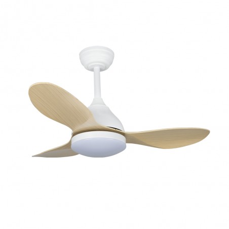 Ventilador de techo LED Cavil Mini Blanco+Madera CCT Dim (20W)