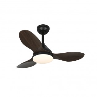 Ventilador de techo LED Cavil Mini Negro+Madera CCT Dim (20W)