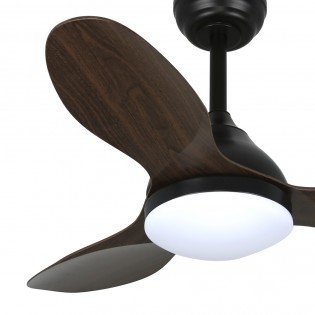 Ventilador de techo LED Cavil Mini Negro+Madera CCT Dim (20W)