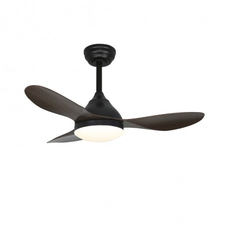 Ventilador de techo LED Cavil Mini Negro+Madera CCT Dim (20W)