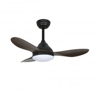 Ventilador de techo LED Cavil Mini Negro+Madera CCT Dim (20W)