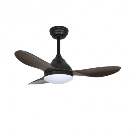 Ventilador de techo LED Cavil Mini Negro+Madera CCT Dim (20W)