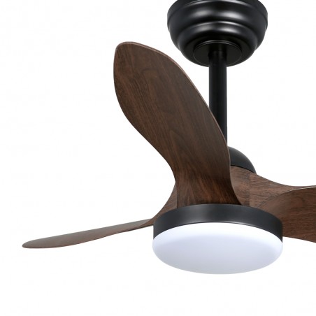 Ventilador LED Cavil Mini S Negro+Madera CCT Dim (20W)
