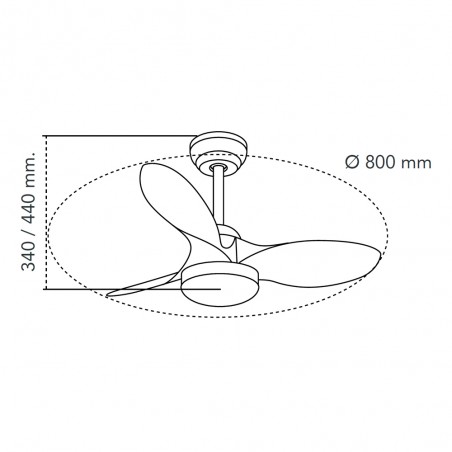 Ventilador LED Cavil Mini S Negro+Madera CCT Dim (20W)