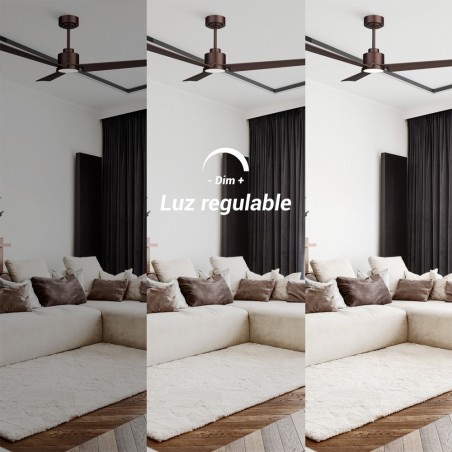 Ventilador de techo LED Anne Marrón CCT Dim (20W)
