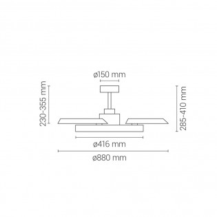 Ventilador LED aspas retráctiles Bombay Estilo S CCT Dim (24W)