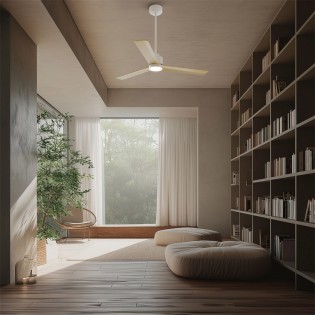 Ventilador de techo LED Anne Blanco+Madera CCT Dim (20W)