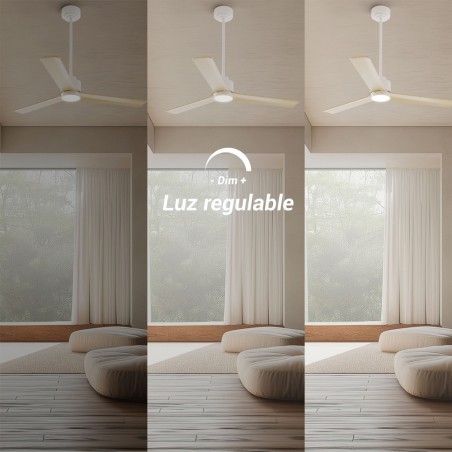 Ventilador de techo LED Anne Blanco+Madera CCT Dim (20W)
