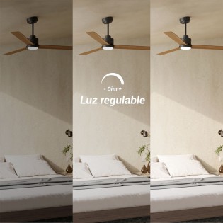 Ventilador de techo LED Anne Negro+Madera CCT Dim (20W)
