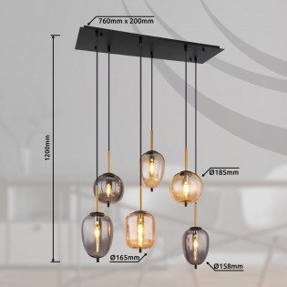 Lámpara colgante Blacky Mix (6 luces)
