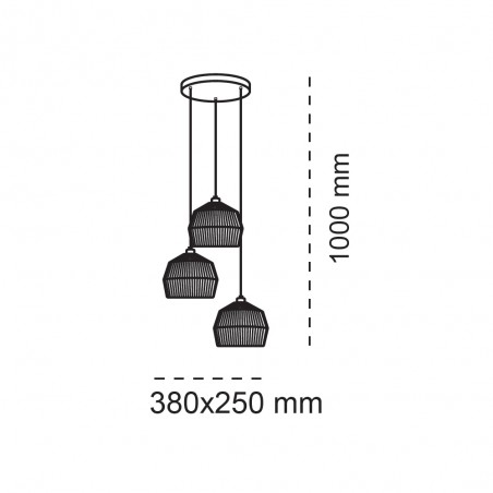 Lámpara colgante Krabi (3 luces)