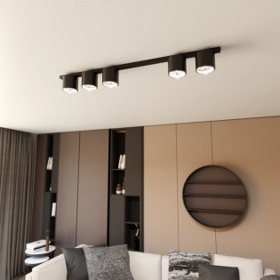 Regleta de techo Valeno Negro (5 luces)