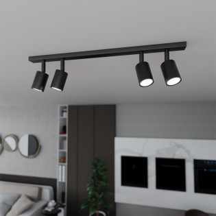 Regleta de techo Dongor Negro (4 luces)
